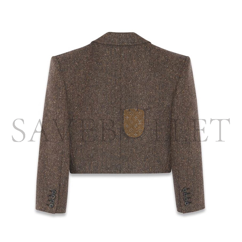 YSL CROPPED JACKET IN CHEVRON TWEED 692479Y7E582013